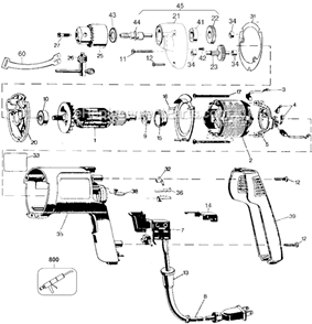 Page A Diagram and Parts List for 1179 Type 101 Black and Decker Electric Drill